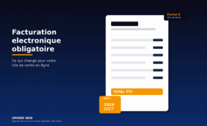 Illustration facturation electronique obligatoire pour la vente en ligne, facture structuree et calendrier septembre 2026-2027